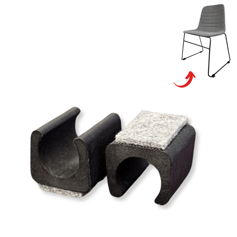 Black Felt Clip-On Glides for Sled Chairs – Floor & Noise Protection